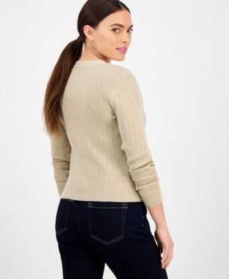 Petite Button-Front V-Neck Cardigan, Exclusively at Macy's