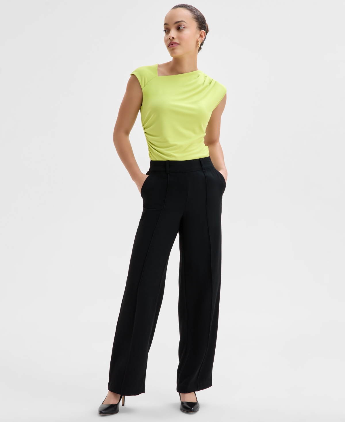 INC INTERNATIONAL CONCEPTS PETITE HIGH-RISE STRAIGHT-LEG PANTS, EXCLUSIVELY AT MACY'S 