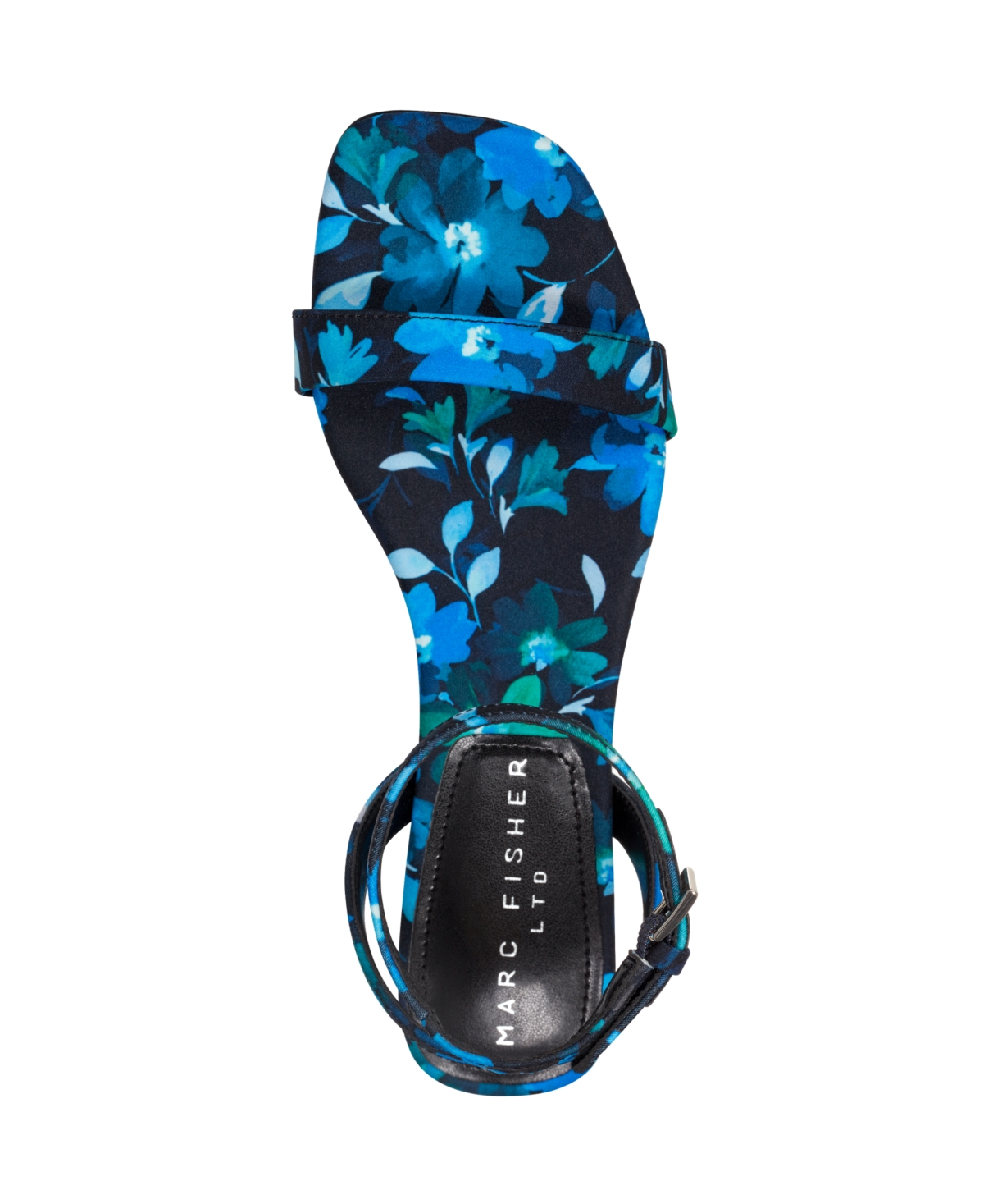 Marc Fisher Ltd Alona Ankle Strap Kitten Heel Sandal In Blue Flower Print