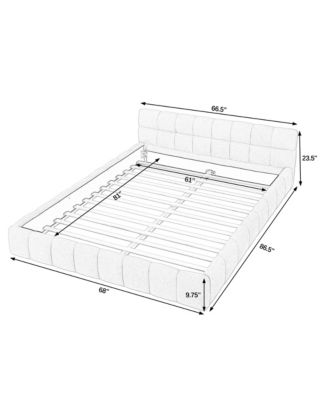 Low Profile Chenille Upholstered Platform Bed – Soft Fabric Frame with Durable Wooden Slats