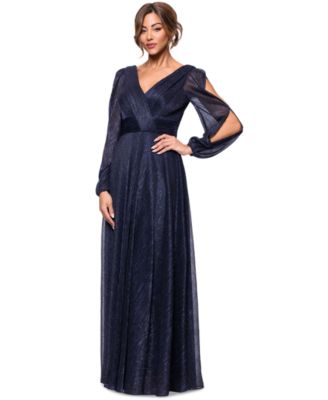 Betsy & Adam - Women's Metallic Crinkled Gown