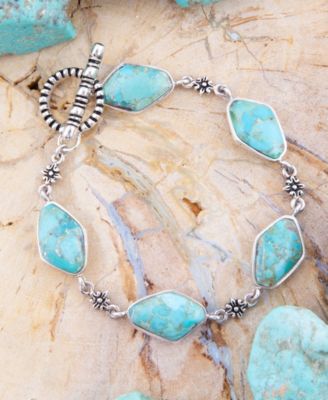 Blue Turquoise and Sterling Kite Linked Bracelet