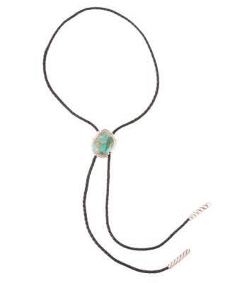Bolo Tie Blue Turquoise Sterling Silver Abstract Necklace