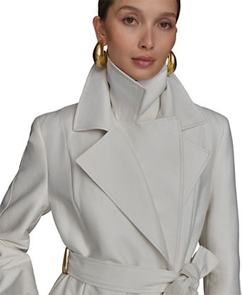 white dress coats for ladies Womens Long Wool Coat Notched Lapel Trench Coat Belted Windproof Lightweight Outerwear Winter Warm Overcoat,White,XS : Clothing, Shoes & Jewelry calf length Allegra K Winter Long Lapel