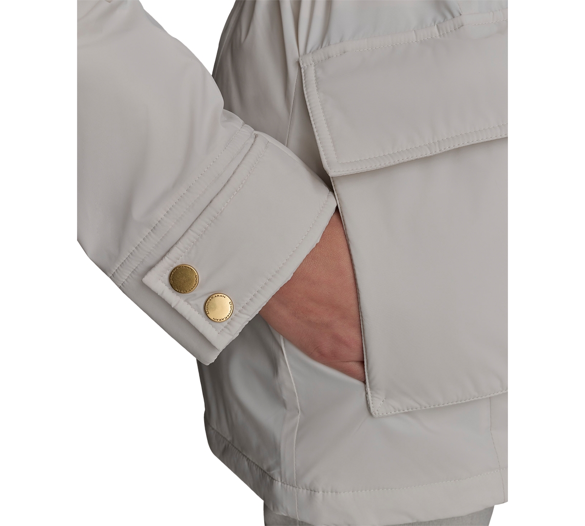 Donna Karan Women's Stand-collar Cinched-waist Coat In Cream