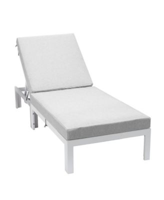 Chelsea Modern Outdoor White Chaise Lounge Chair With Cushions