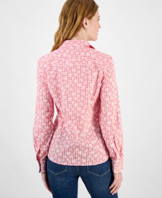 Women's Paisley-Print Roll-Tab Cotton Shirt