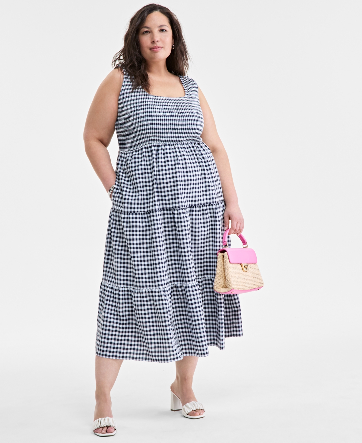 ON 34TH TRENDY PLUS SIZE MOMMY & ME GINGHAM SEERSUCKER MIDI DRESS, EXCLUSIVELY AT MACY'S 
