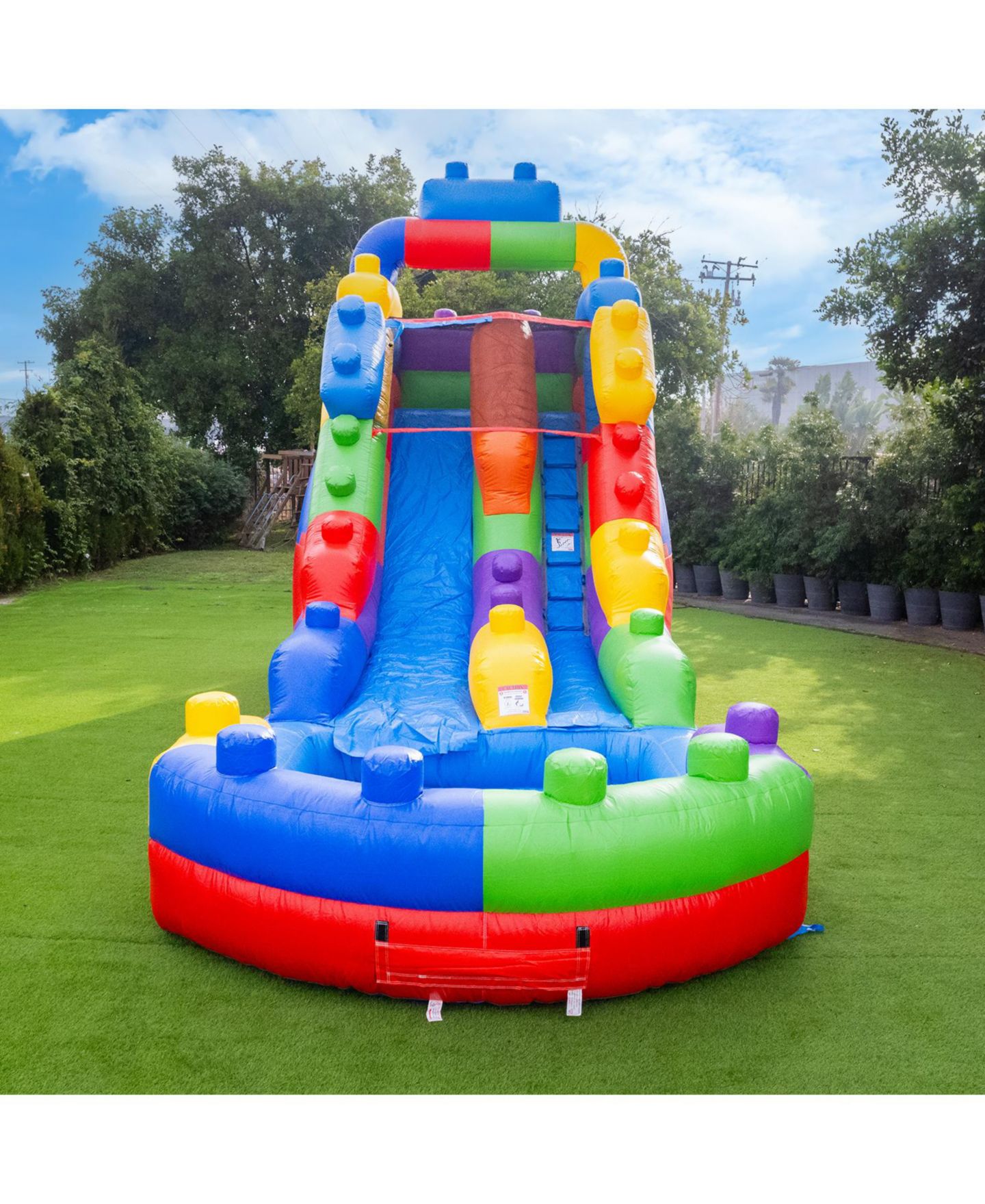 Детская игрушка HERO Kiddo Block Party 16' Tall Commercial-Grade Inflatable Water Slide with Attached Pool, 1 Person, Ages 3+ — фото 2