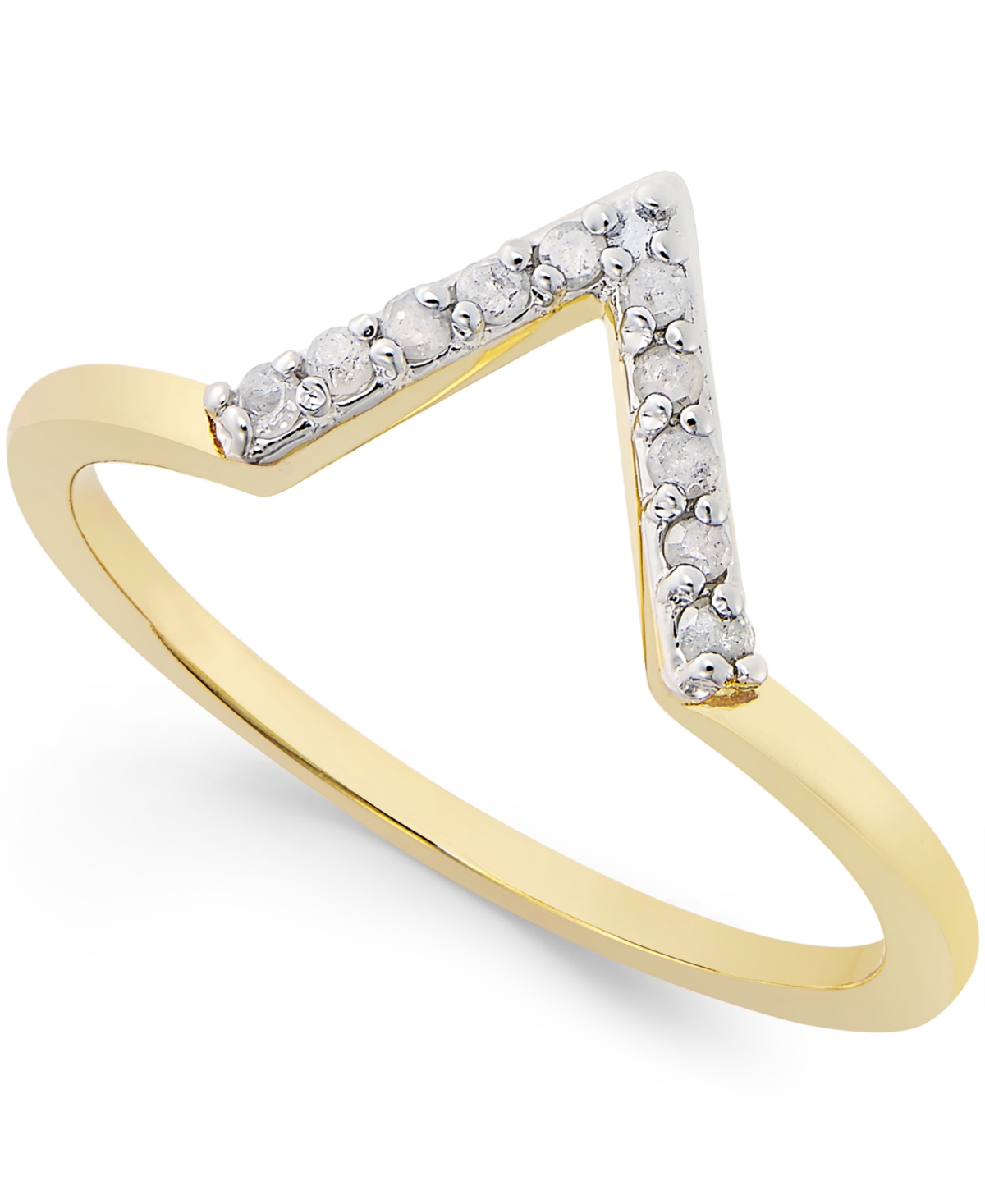 Diamond V Ring (1/10 ct. t.w.) in Sterling Silver or 18k Gold-Plated Sterling Silver