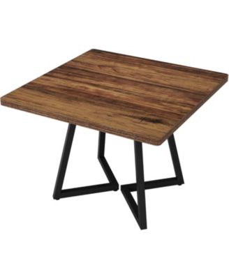 Square Dining Table Set of 4, 31.5" Industrial Dinner Table with Metal Base, Wood Kitchen Table for 10 People, Brown Bar Table