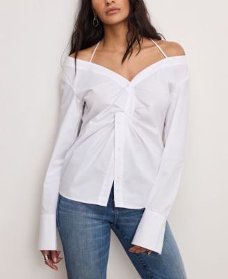 Good American - Women's Off-The-Shoulder Long-Sleeve Top