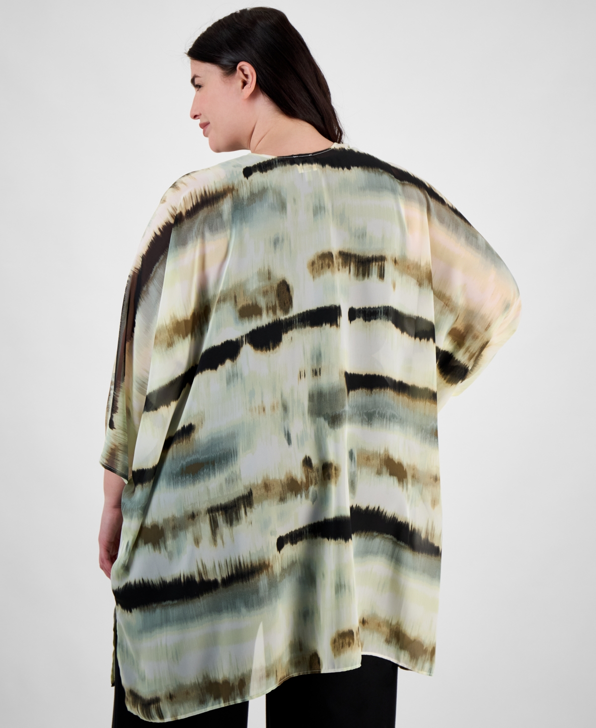 ANNE KLEIN PLUS SIZE CHIFFON KIMONO 