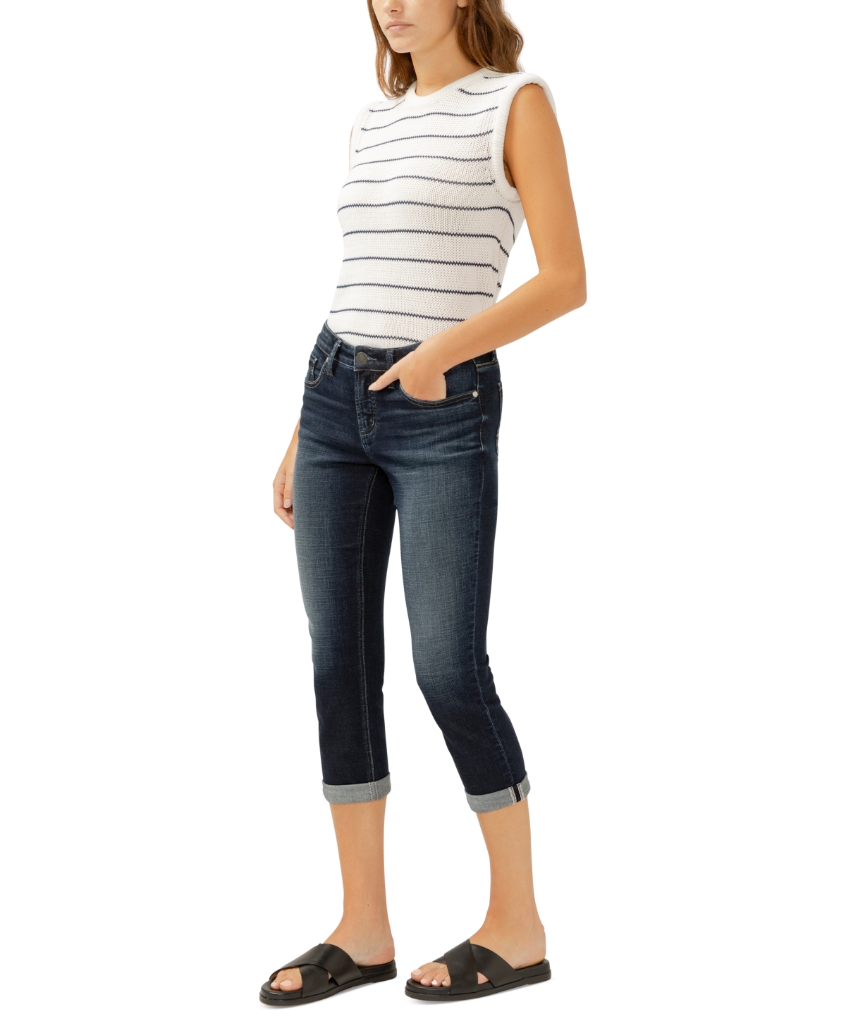 Shop Silver Jeans Co. Women's Elyse Mid-rise Capri Jeans In Indigo
