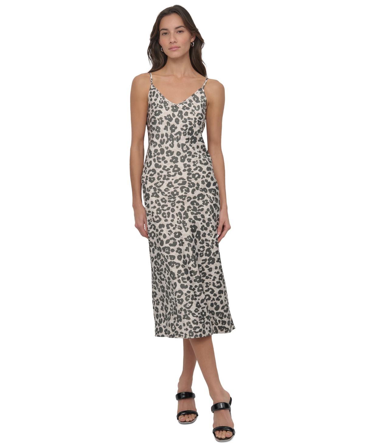 DKNY JEANS WOMEN'S ANIMAL-PRINT WASHED SATIN SLIPDRESS 