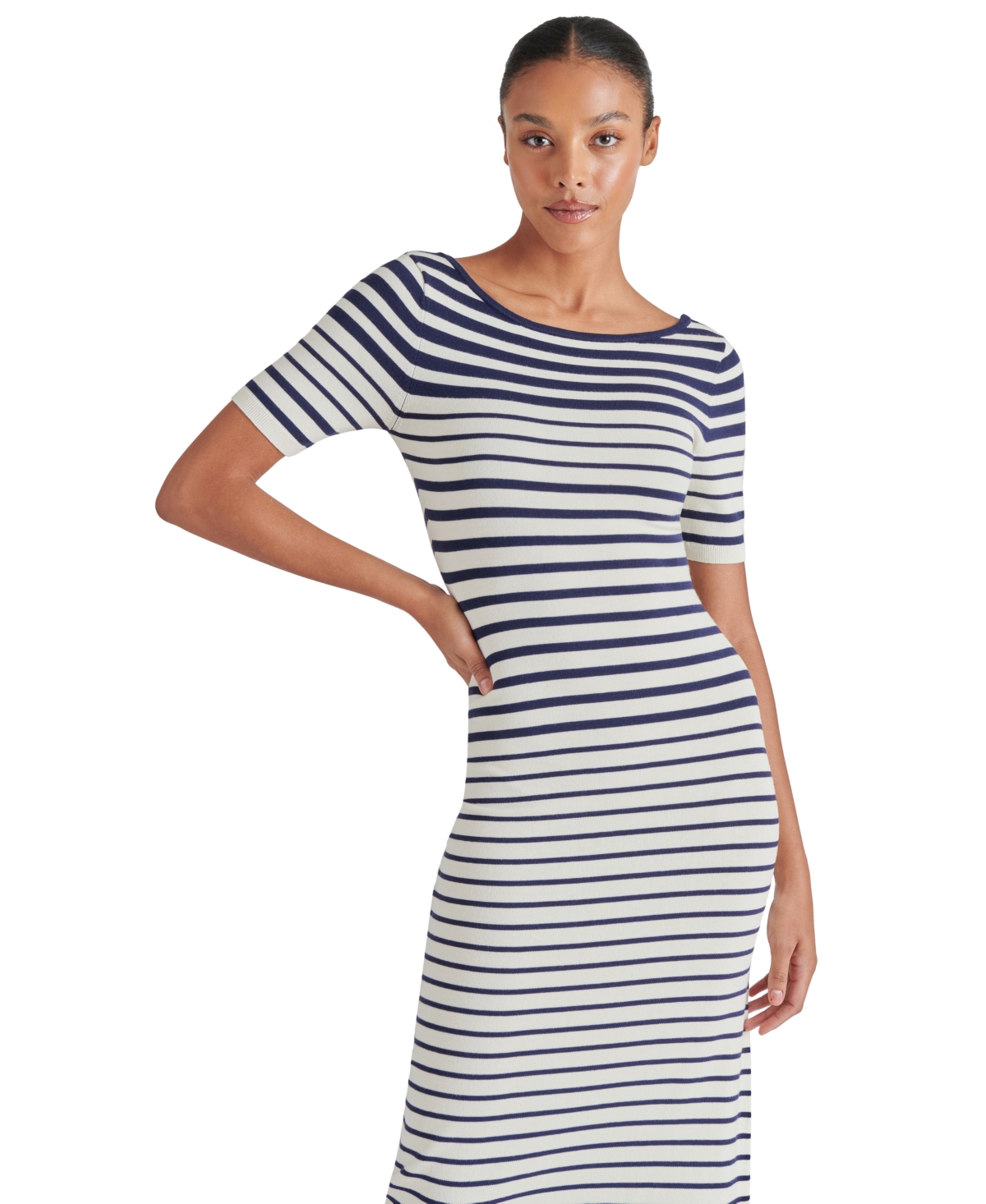Steve Madden Selah Stripe Knit Midi Dress In Ivory Stripe
