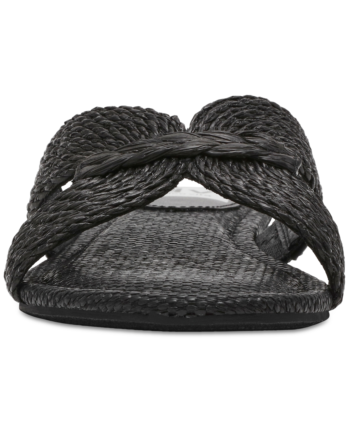 Dv Dolce Vita Women's Geeya Raffia Criss Cross Strap Flat Slide Sandals In Black Raffia