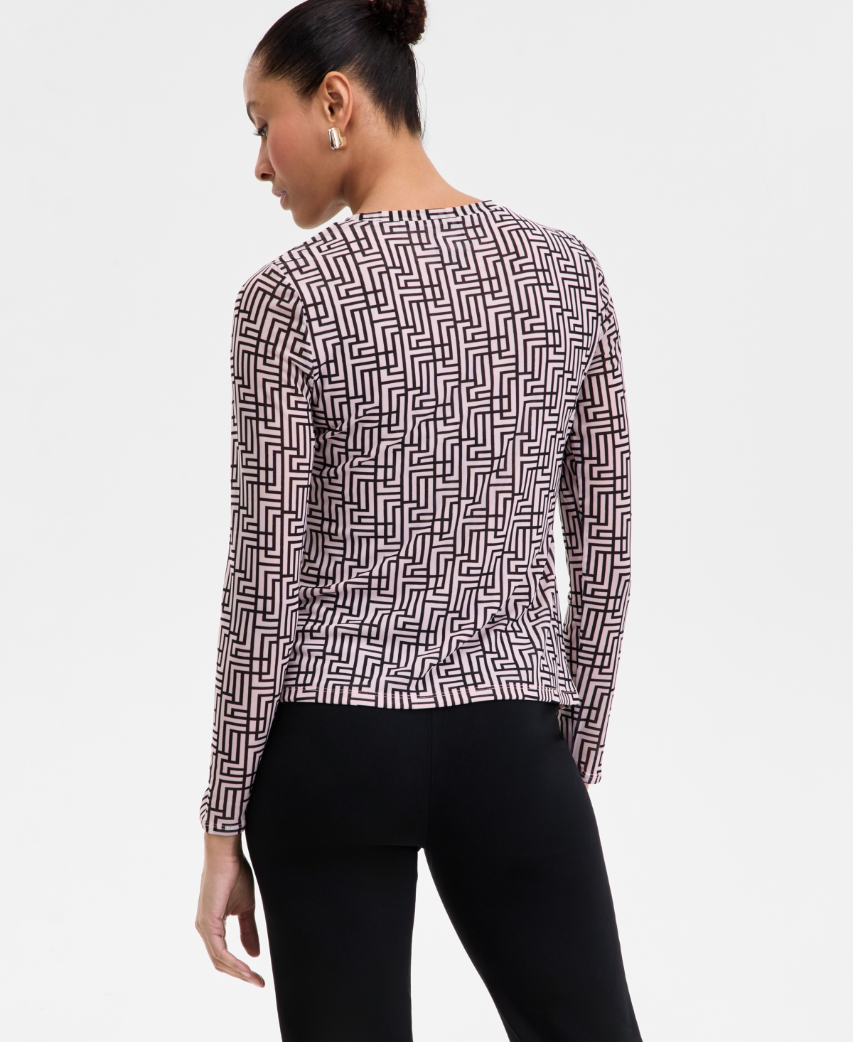 Inc International Concepts Women's Printed Mesh Top, Exclusively At Macy's In Goya Geo-p
