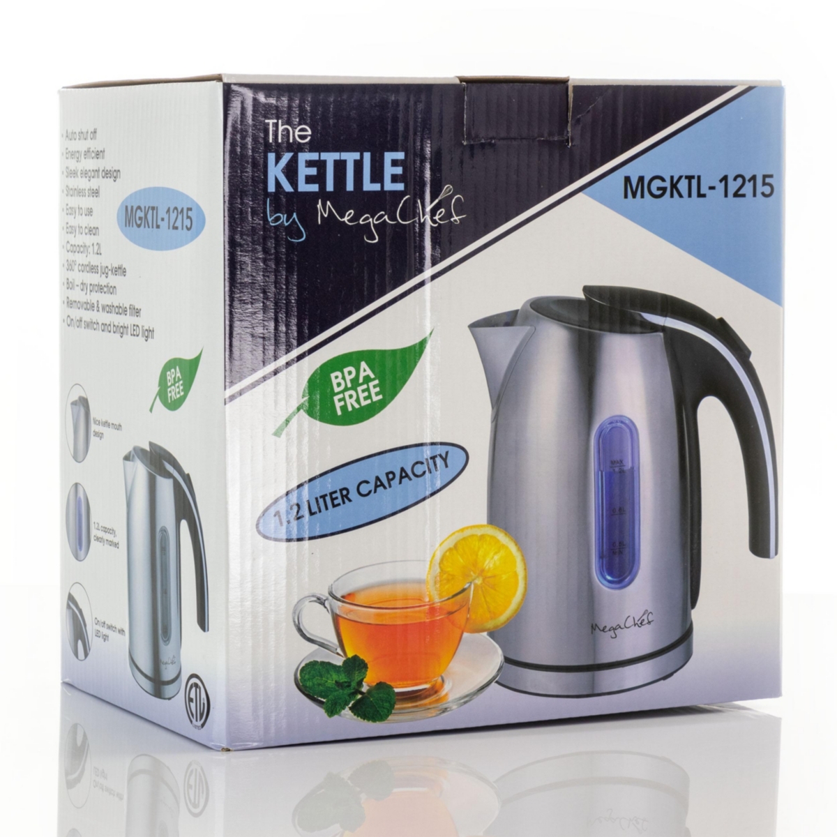 MegaChef 1.2 Quart Stainless Steel Electric Tea Kettle