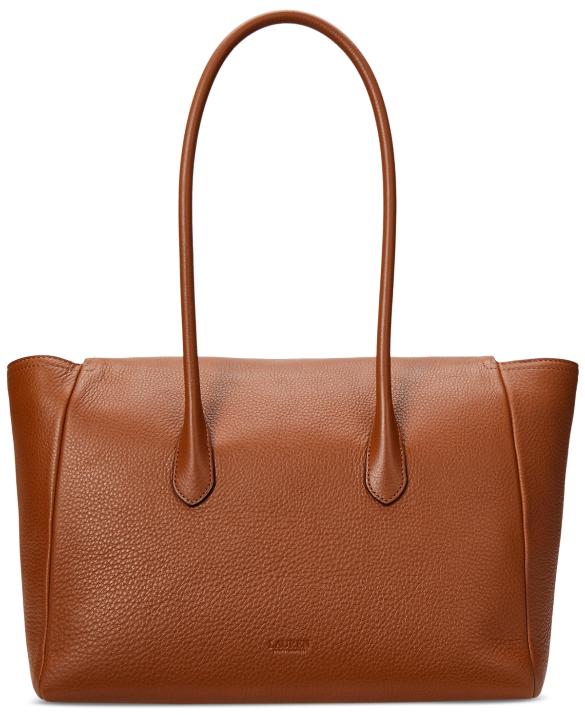 Ralph Lauren Pebbled Leather Large Tanner Satchel In Lauren Tan