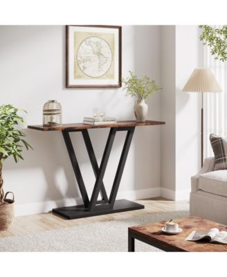 Gold Console Table, Modern Hallway Table for Entryway, 43 Inch Entryway Tables Narrow Sofa Table for Living Room, Stable Metal Frame & Easy Assemble, Faux Marble White