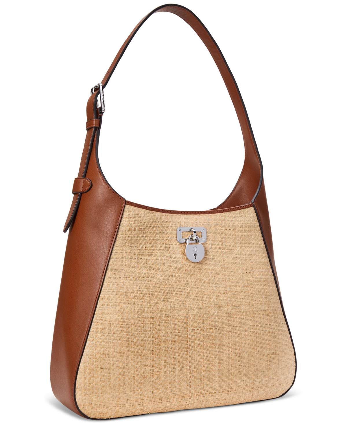 Ralph Lauren Raffia Large Tanner Shoulder Bag In Natural,lauren Tan