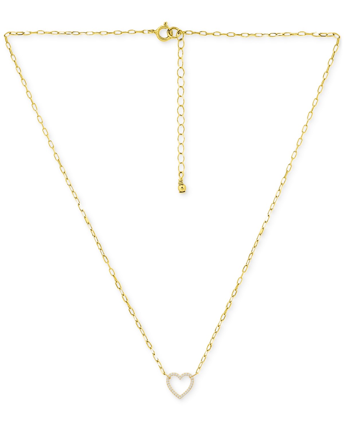 Giani Bernini Cubic Zirconia Heart Pendant Necklace, 16" + 2" Extender, Exclusively At Macy's In Gold