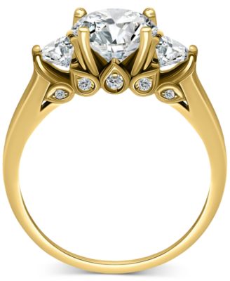 Cubic Zirconia Three Bridal Stone Ring in Sterling Silver