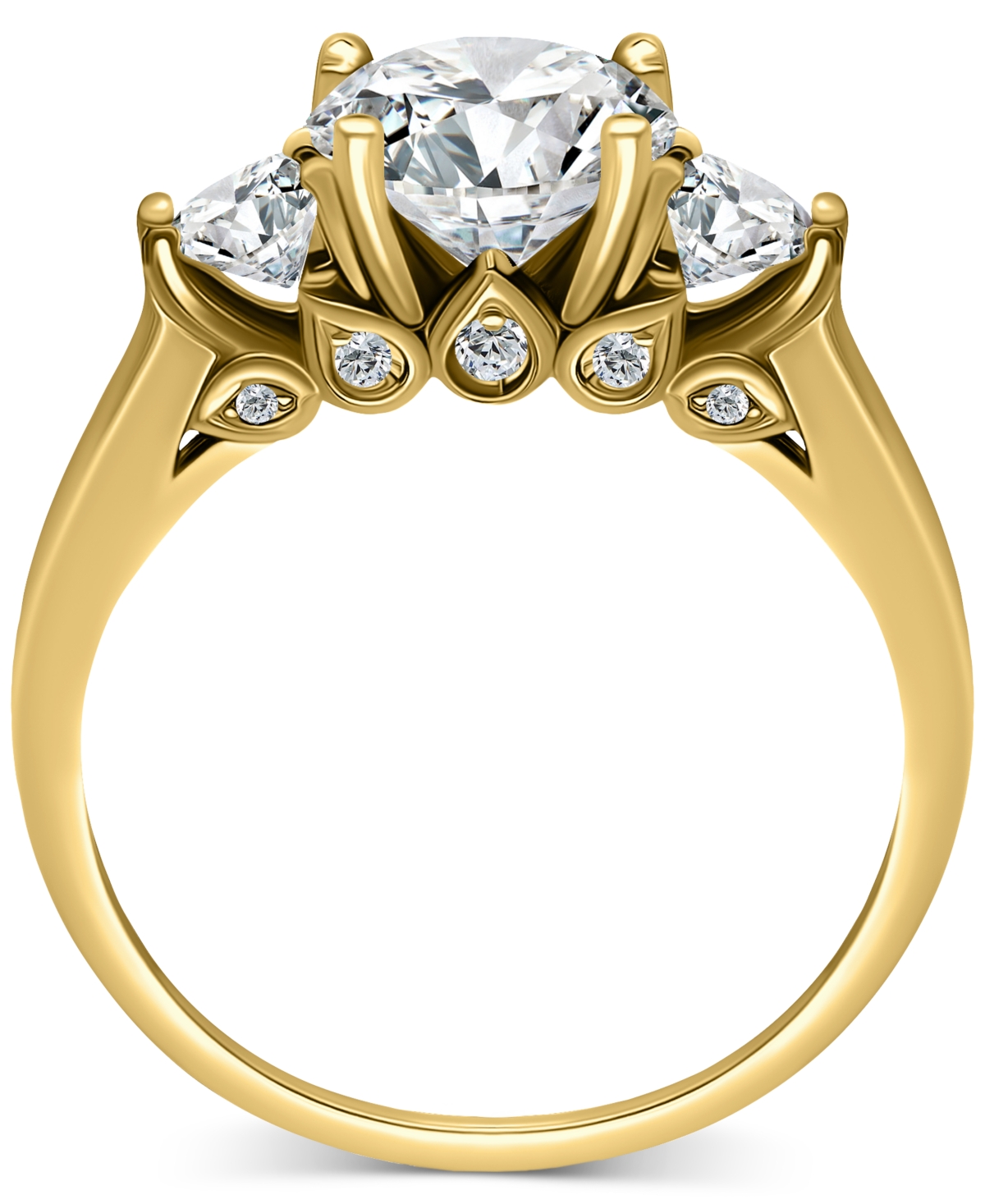 Giani Bernini Cubic Zirconia Three Bridal Stone Ring In Sterling Silver, Exclusively At Macy's In Gold