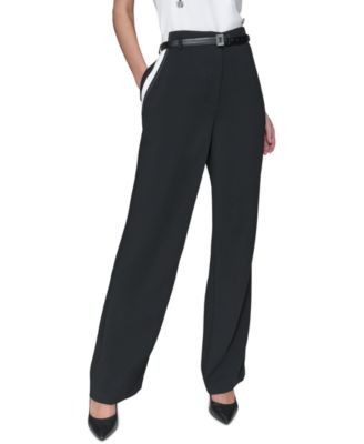 KARL LAGERFELD PARIS - Women's Belted Contrast-Trim Pants
