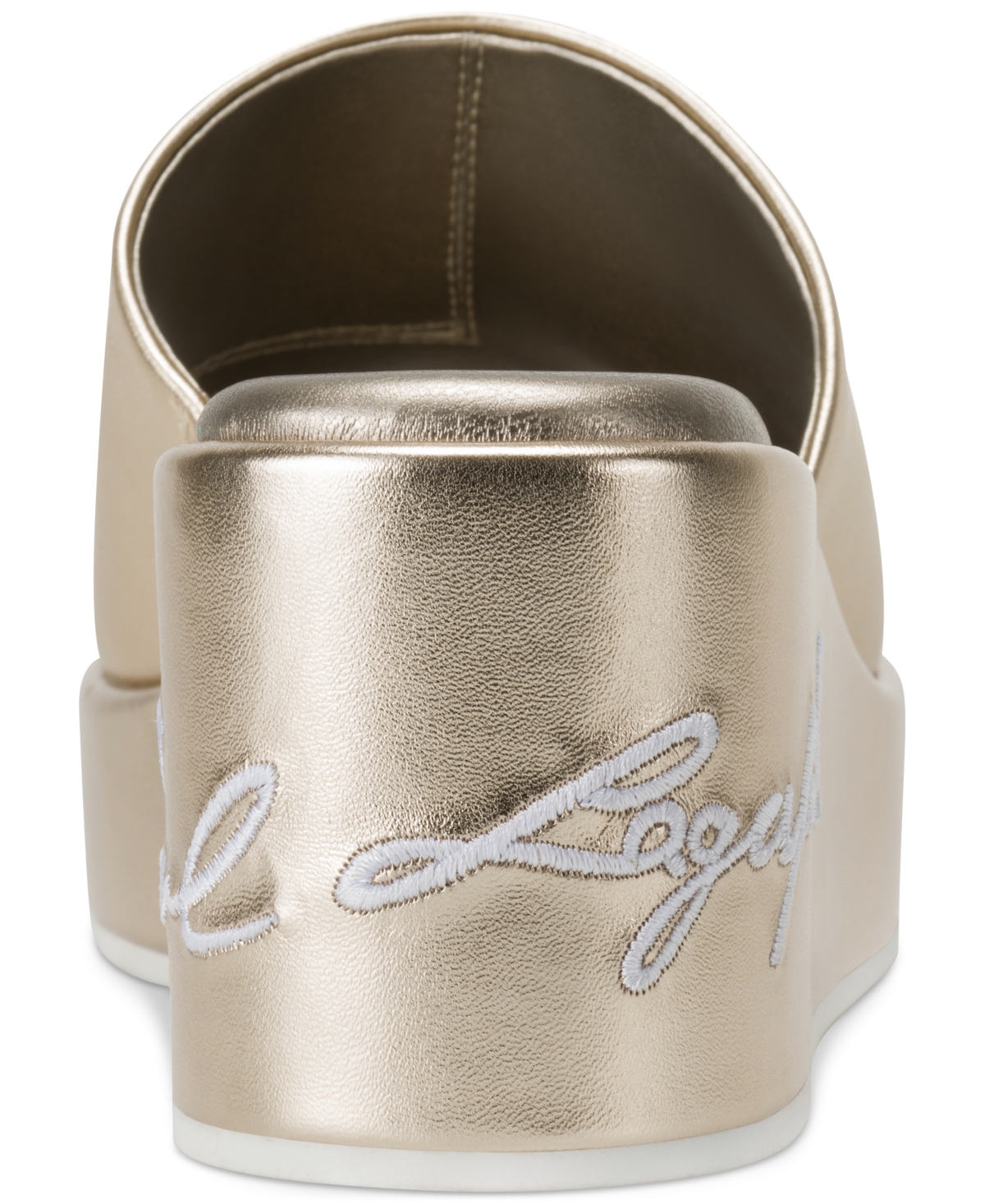 Karl Lagerfeld Paris Calvina Platform Wedge Sandal In White Gold