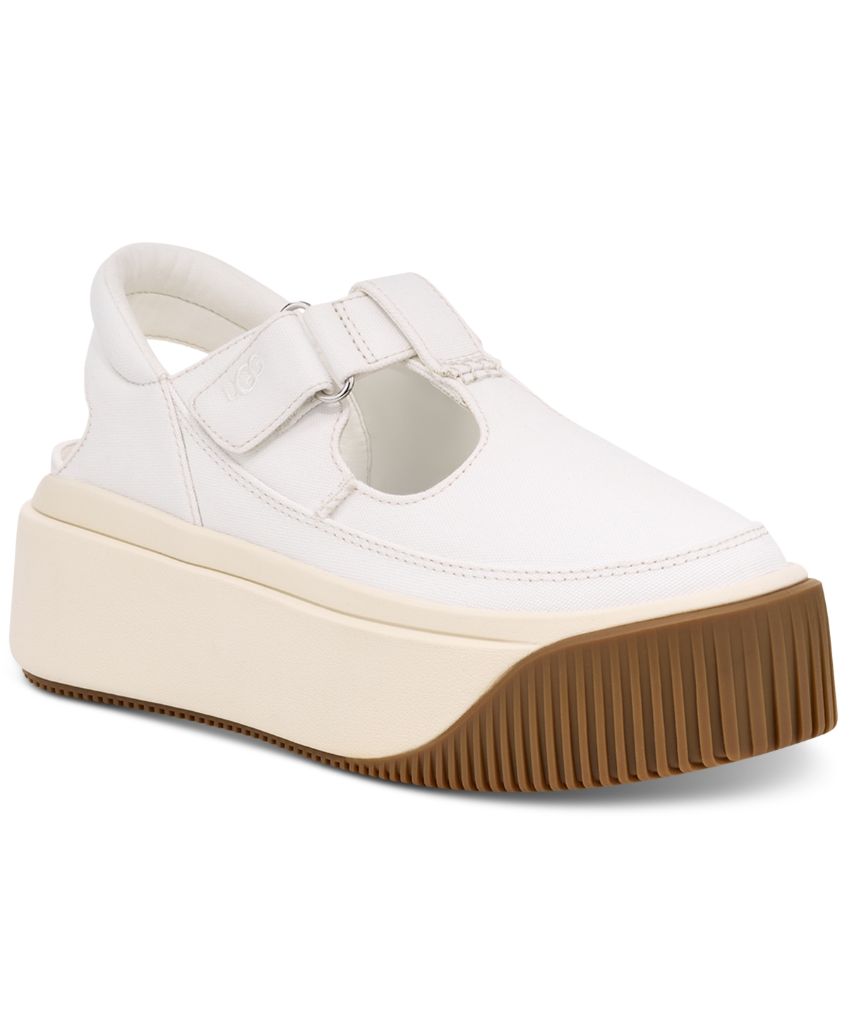 Shop Ugg Women's Ez-duzzit T-strap Platform Flats In White
