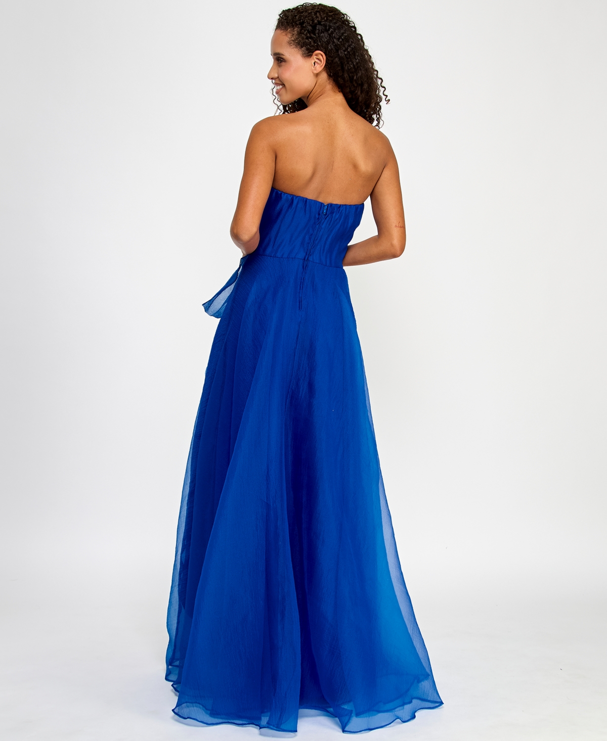 B Darlin Juniors' Asymmetric Drape Strapless Ball Gown, Created For Macy's In Royal