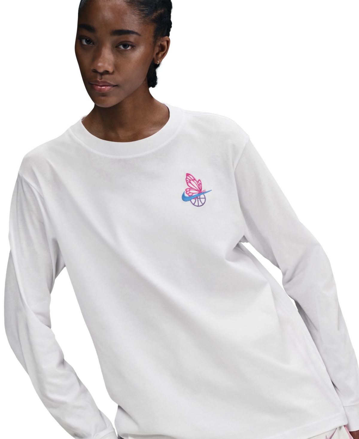 Nike Women's Cotton Long-sleeve Basketball T-shirt In White