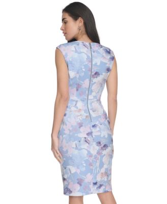 Calvin Klein Women's Floral V-Neck Sleeveless Sheath Dress - Macy's