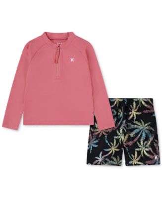 Hurley Toddler Boys Rash Guard Top & Swim Shorts, 2 Piece