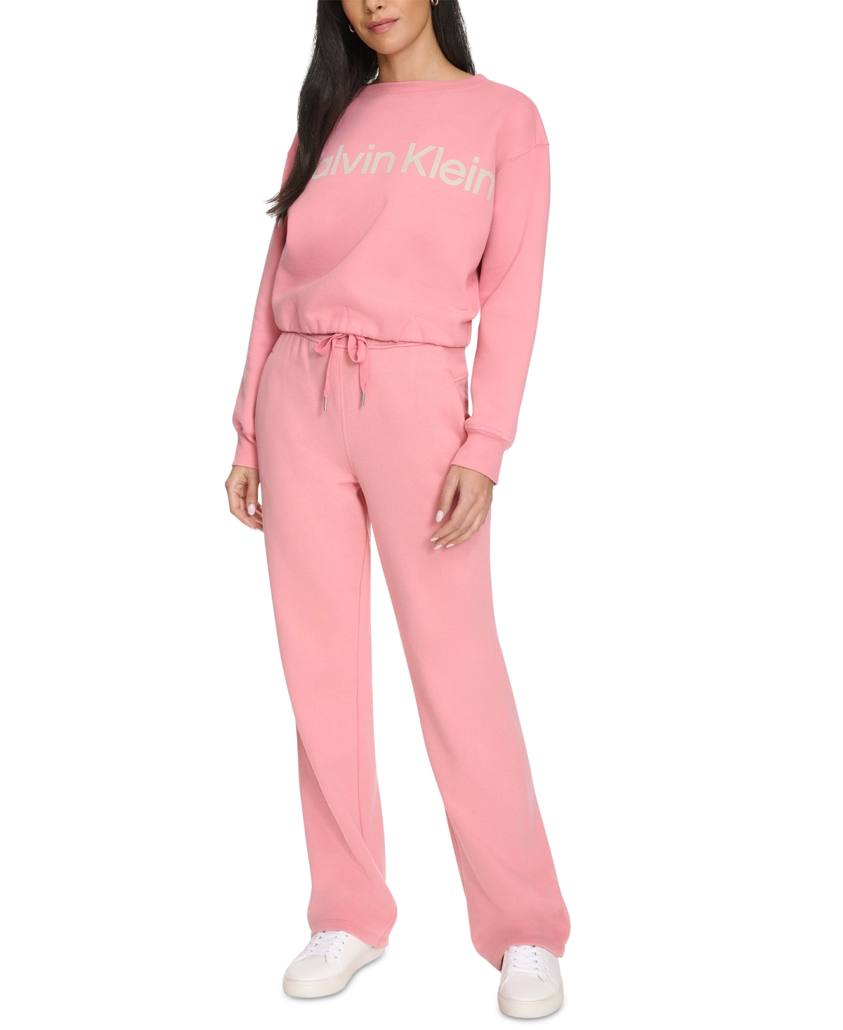 Shop Calvin Klein Women's Fleece High-waist Angled-pocket Sweatpants In Brandied Apricot