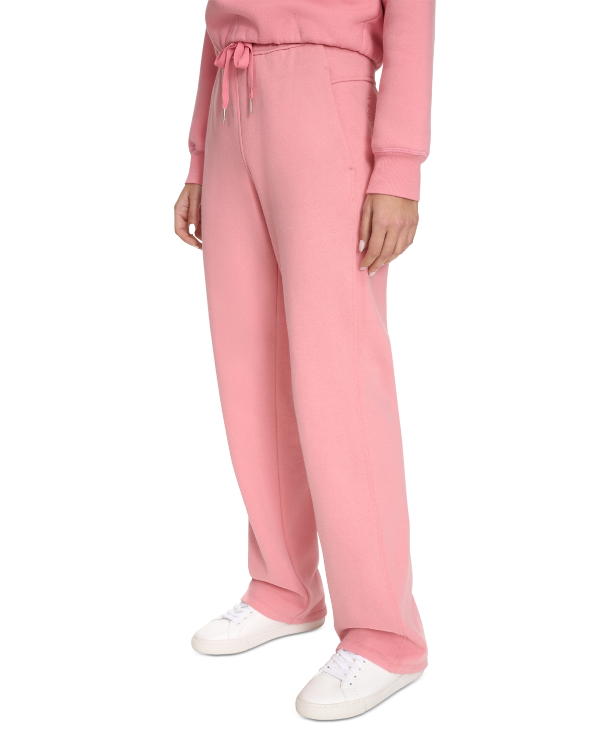 Shop Calvin Klein Women's Fleece High-waist Angled-pocket Sweatpants In Brandied Apricot