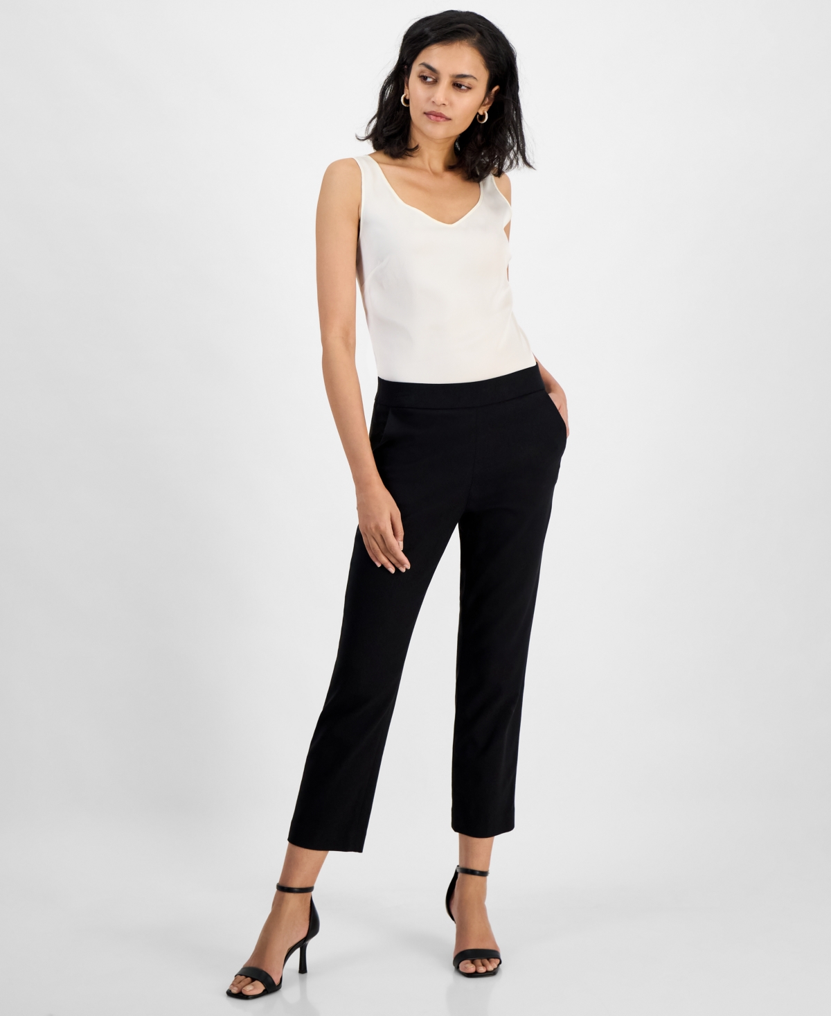 Women's Stretch Twill Cropped Straight Pull-On Pants - Summer Straw