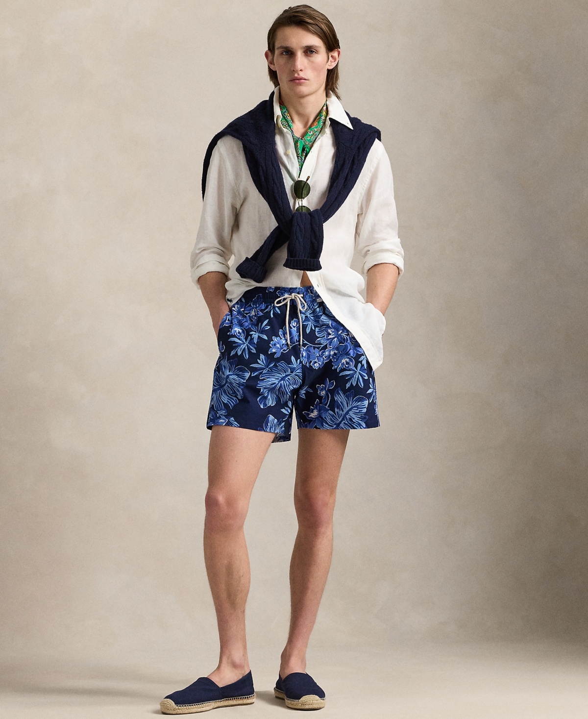 Polo Ralph Lauren Traveler Straight-leg Mid-length Floral-print Seersucker Swim Shorts In Blue Tropical 2020