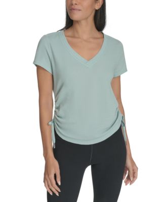 Calvin Klein Women's Drawstring-Ruched Textured Top - Macy's
