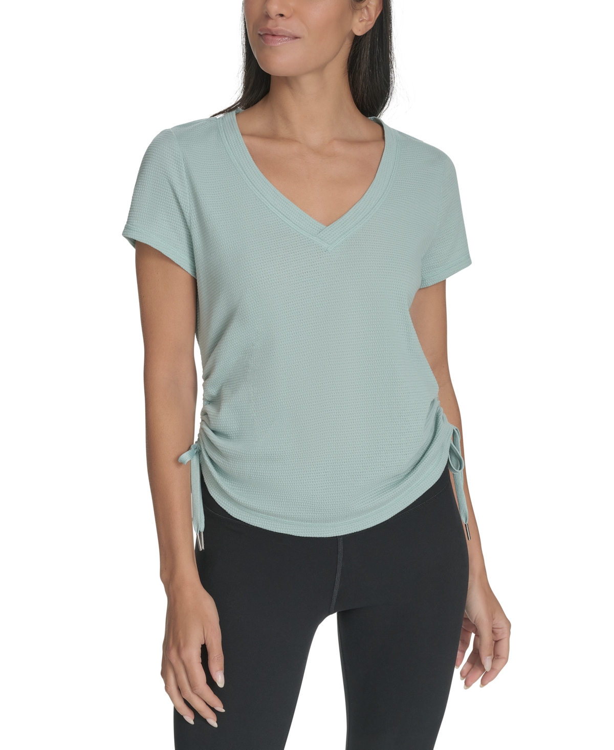 Calvin Klein Women's Drawstring-ruched Textured Top