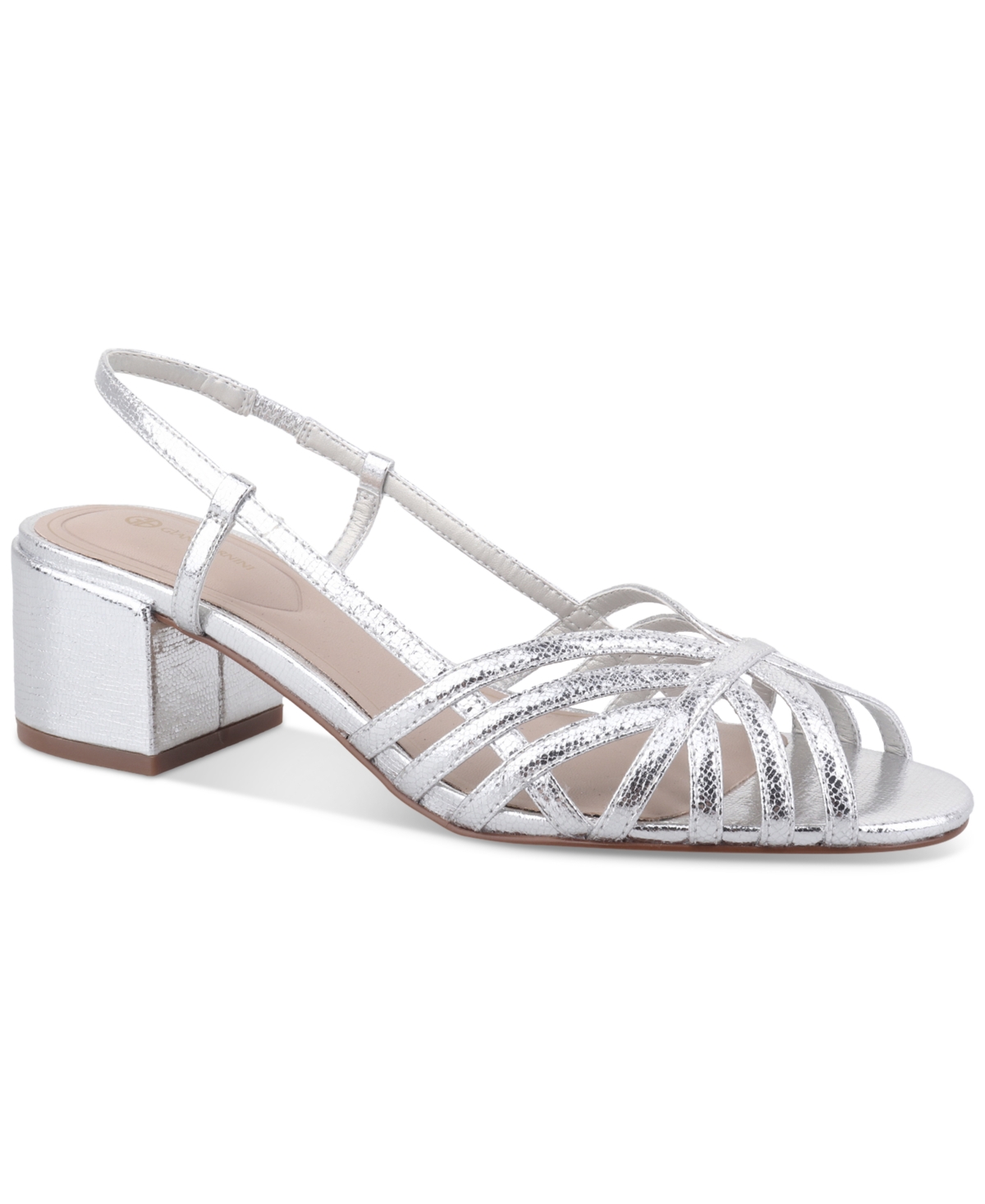 Giani Bernini Women's Myrahh Memory Foam Cagey Slingback Block Heel Dress Sandals, Created For Macy's In Silver