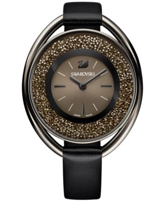 Swarovski Uptown Black Dial Black Leather Strap Watch for Women - 5547710