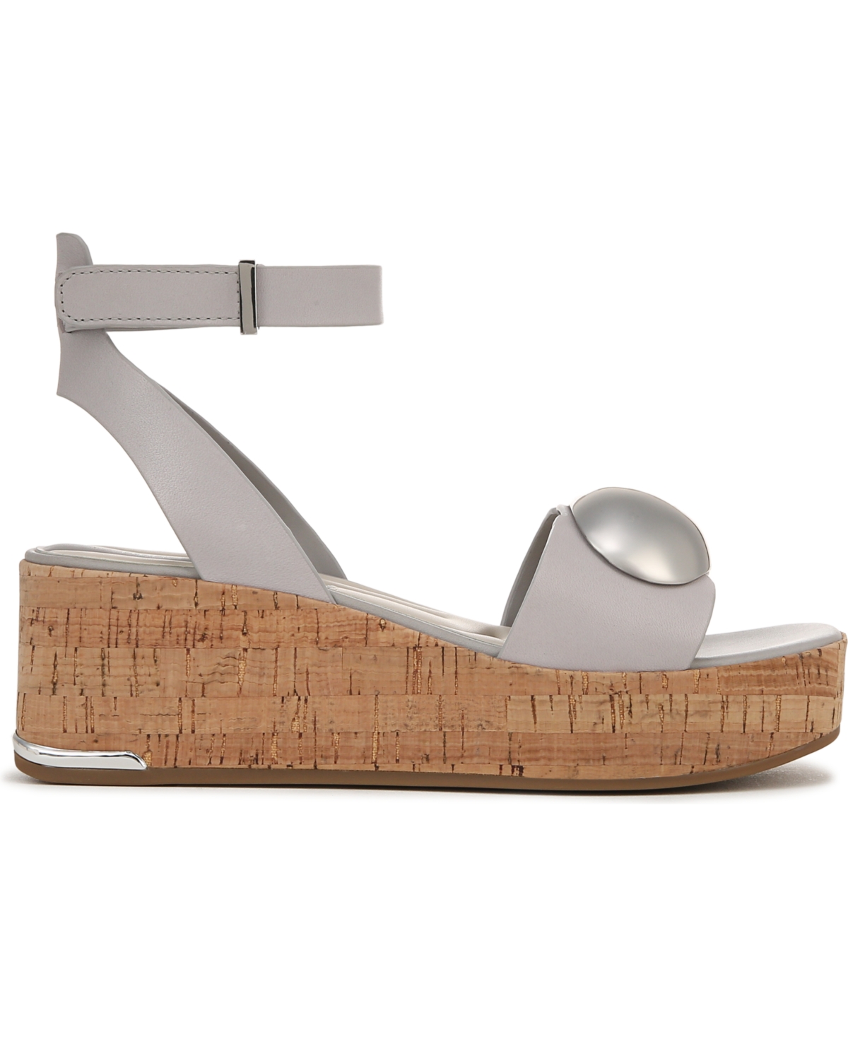 Franco Sarto Women's Taysha Ankle Strap Cork Platform Sandals In Modern Grey Leather