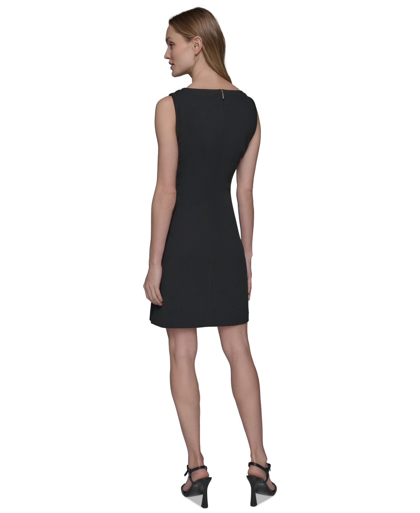 Женское платье KARL LAGERFELD PARIS Notch-Neck Sleeveless Knee-length, цвет: Чёрный — фото 4