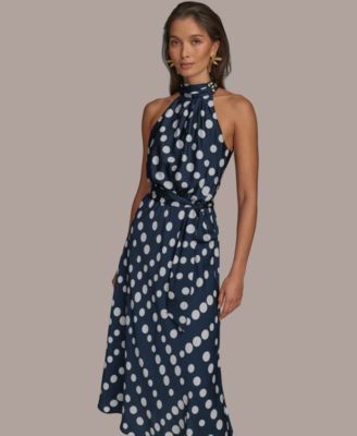 Donna Karan New York Women's Polka Dot High-Neck Dress - Macy's