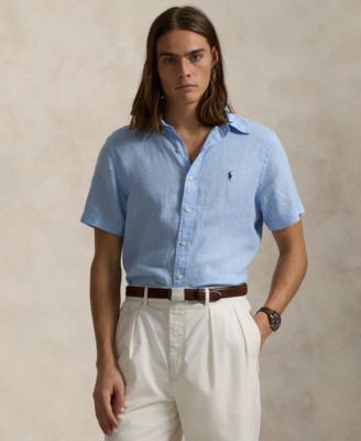 Men's Short-Sleeve Linen Button-Up