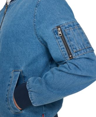 Men's Flight Full-Zip Denim Bomber Jacket 