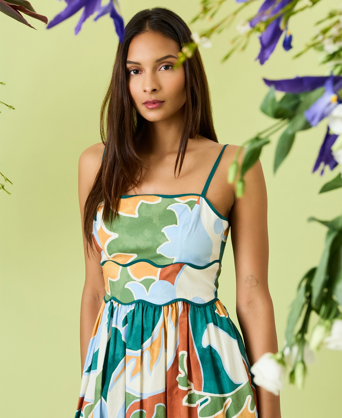 Donna Morgan Women's Cotton Printed Midi Dress In Blue,green